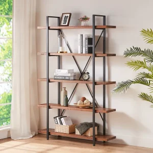 Custom Solid Wood Bookshelf Distressed Brown Industrial Rustic Natural Wood Bookcase For Home Office Living Room Bedroom