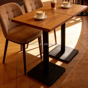 Custom Solid Wood Dining Tables Chairs Set Metal Frame Modern Design Durable Eco-Friendly Commercial Use School Hotel