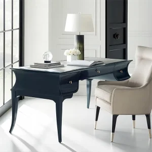 Custom Solid Wood Executive Desk with Vintage Leather Top Writing Desk Computer Desks