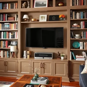 Custom Solid Wood Farmhouse Hotel Modern Living Room TV Stand Bookcase Storage Cabinet Eco Friendly Durable Minimalist Furniture