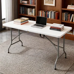 Custom Standard 6ft Rectangular Plastic HDPE Folding Table Heavy Duty Foldable for Wedding Training Party Rental Dining