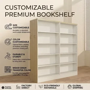 Custom Steel Bookcase Metal Bookshelf with Adjustable Shelves Any Color Available Factory Direct