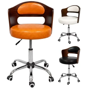 Custom Swivel Office Chair Cutout Back Circular Seat Gas Lift Chrome Star Base Rolling Casters OEM ODM 6 Colors for Home Desk