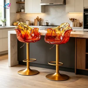 Custom Transparent Luxury Resin Modern Comfortable Bar Chair Handcrafted Furniture for Commercial Spaces Living Rooms Bedroom