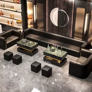 Custom U & L Shape Synthetic Leather Restaurant Booth Seat for Nightclubs Bars Hotel Modern Design Lounge Furniture Set