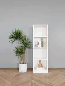 Custom White Book Shelf Wooden Shelf Library Wall Bookcase With Ladder