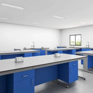 Custom Wood Steel Lab Wall Benches Anti Corrosion Hospital School Laboratory Furniture Lab Workbench
