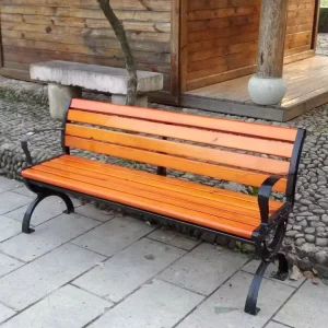 Custom Wooden Long Bench Public Park Bench Seat 3 Seaters Long Wooden Outdoor Bench