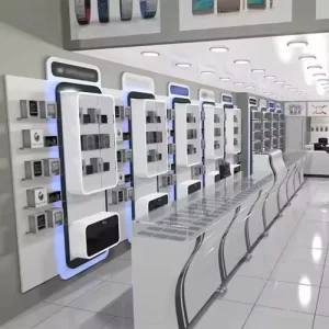 Custom Wooden Mobile Phone Repair Shop Furniture Showcase Cell Phone Shop Interior Design Store Furniture