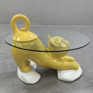 Custom designed glass fiber cat themed coffee table for the living room modern design durable and easy to clean