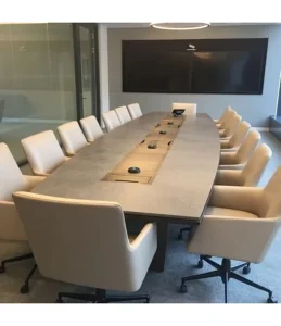 Custom made CORIANS Solid Surface Triangle Conference Table Modern Eco Friendly Stone&wood Office Hotel Living Room