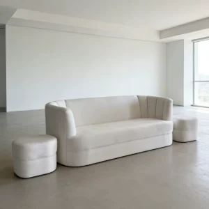 Custom made European Hotel Bedroom Sofa Set Curved Fabric Three Seater Small Sized Eco Friendly Light Luxury Sofa for Living