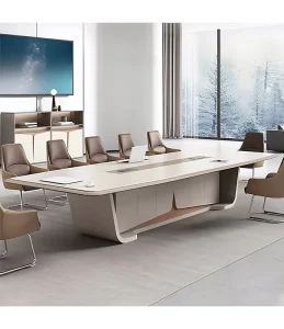 Custom made Modern Eco Friendly Law Firm CORIANS Solid Surface Conference Table for Office School Hospital Use