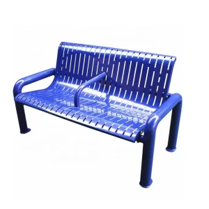 Custom made Outdoor Playground Blue Seating Bench Patio Metal Steel Public Bench for Garden Park Bench