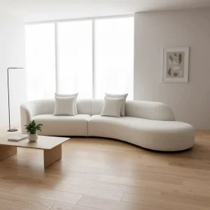Custom made White Velvet Modern Split Sofa Set 3 seat Curved Sponge Filled Comfortable Durable for Apartment Hotel School Use