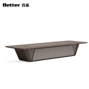 Customizable 10 12 Seater Contemporary Luxury Conference Table with Steel Frame and Unique Grille Design for Hotel and Office Use