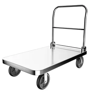 Customizable 304 Stainless Steel Folding Flatbed Silent Hand-Pushed Tool Cart Trolley