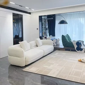 Customizable 4 Seater White Velvet Sectional Sofa Set Modern Elegant Minimalist Design for Villa Office Simple Living Room
