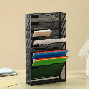 Customizable 8-Tier Metal Wall Mount File Holder Home Office Hanging Organization Rack for Mails Folders Magazines Nametags
