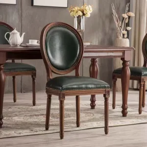 Customizable Armrest Modern Luxury Eco Friendly Stable Leather Upholstered Solid Wood Dining Chair for Home Furniture