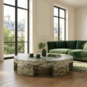 Customizable Atmospheric Exquisite Natural Green Marble Coffee Table for Interior and Exterior Decoration