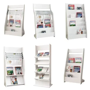 Customizable Eco-Friendly Wood Steel Bookshelf Magazine Newspapers Periodicals Book Display Rack Floor Office Wall Brochure