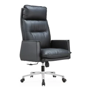 Customizable Ergonomic High Back Executive Leather Office Chair with Adjustable Height Swivel for Home Workspace and Hotel Lobby