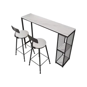 Customizable Fashion Nordic Style Iron Slate Modern Farmhouse Hotel Bar Dining Table Set
