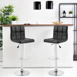 Customizable Fixed Base Leather Upholstered PU Seat Bar Stool Chair Kitchen Stool with Backrest