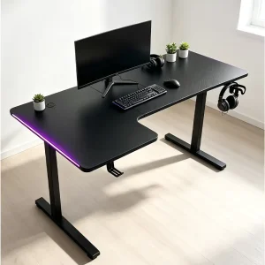 Customizable Gaming Computer Standing Desk with Lights Factory Low Price Durable Office and Esports Desk