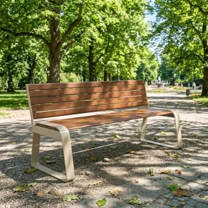 Customizable Garden Bench Metal Structure Wooden Bench Seating Durable Park Solution for Landscape Public Park
