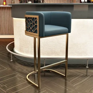 Customizable High End Modern Gold Bar Stools for Home Bar & Hotel Use Durable Metal Frame Kitchen Chairs