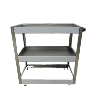 Customizable Hotel Service Trolley Three Layer Dining Cart with Metal Frame and Acrylic Platform for Bar Service
