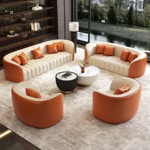 Customizable Leather Reconfigurable Deep Seating Couch Frame Living Room Sofa Set Assorted Colors 1+2+3+4 Apartment Hotel Villa