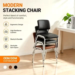 Customizable Logo Brandable and Premium Upholstered Seating Leather Dining Room Kitchen Stackable Chair Hotel Meeting Room Chair
