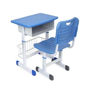Customizable Modern Metal School Desk and Chair Set with Adjustable Heights for Home and Classroom