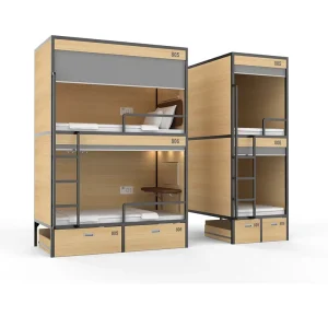 Customizable Modern Multi Functional Dormitory Apartment Bed Space Capsule High Low Bunk Bed Fully Enclosed Double Bed Wood