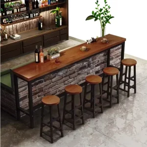 Customizable Modern Solid Wood Bar Table Chair Set Simple Long Narrow High Bar for Home Hotel Wall Mounted Living Room Dining