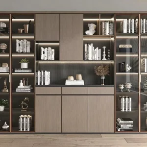 Customizable Modern Wooden Bookcase Minimalist Bookshelf Modular Book Cabinet Villa Hotel Office Bookstore Furniture Project