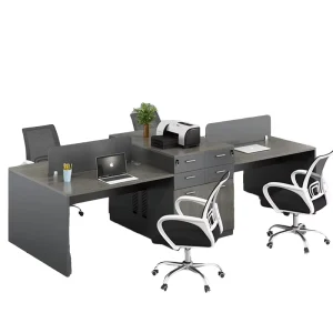 Customizable Modular Modern Office Workstations 4 Person Staff Desks with Wood Panel for Home Office Commercial Use