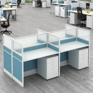 Customizable New Modular Wooden Panel Luxury Modern Co Working Space Workstation Desk for 4 Person Office Furniture Baiyuan T3