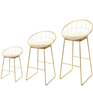Customizable Nordic Bar Chair Simple High Stool Hollow Back Leisure Bar Chair