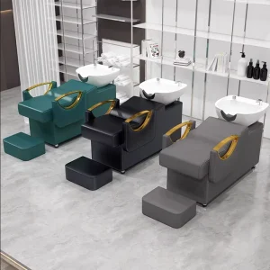 Customizable Salon Shampoo Chair with Grey & Gold Bowl for Supermarket Workshop Hair Salon Factory Direct Pricing