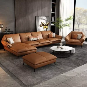 Customizable Simple Luxury Leather Sectional Sofa High End Office Business Reception Waiting Leisure Negotiation L Shaped Sofa