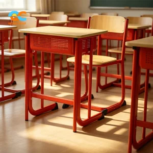 Customizable Solutions Industrial Orange Educational Study Set Ergonomic Wood Classroom Furniture for School Projects ODM