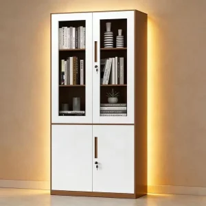Customizable Steel Bookcase with Integrated Filing Cabinet Drawer for Home Office Library Metal File Cabinets