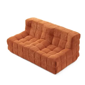 Customizable Vibrant Orange High Density Foam Double Sofa Chair for Apartment Mall Villa Living Room Leisure