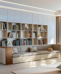Customizable Wall Mounted Bookshelf Modern Solid Wood Adjustable Shelves for Living Room Bedroom Home Office