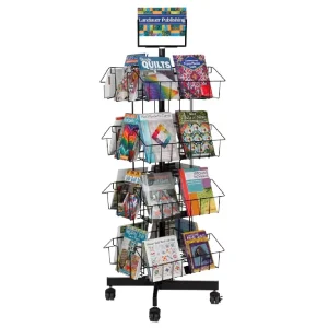 Customization 4 Tier Metal Comic Book Spinner Rack Book Display Shelf Powder Coating Black White Customized for Model