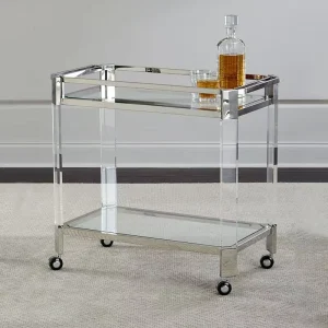 Customization Hotel Food Trolley Cart Transparent Tea Trolley Double Layer Two Tier Trolley Plexiglass Lucite Bar Cart